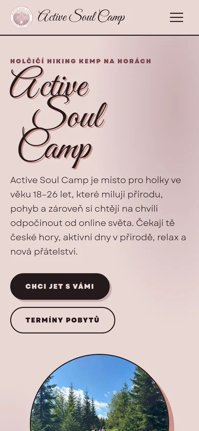 Mobilní verze webu Active Soul Camp